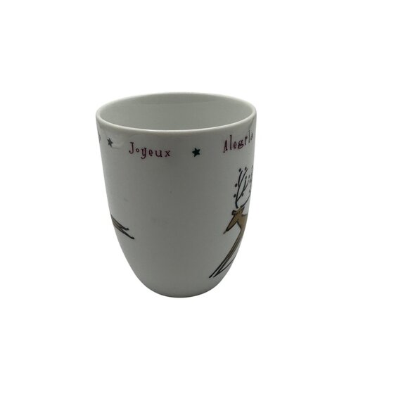 World Market Reindeer Coffee Mug Cup White Languages of Joy Christmas - Picture 2 of 6